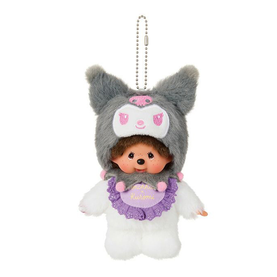 Monchhichi Sanrio Characters Kuromi x Monchhichi Plush Keychain